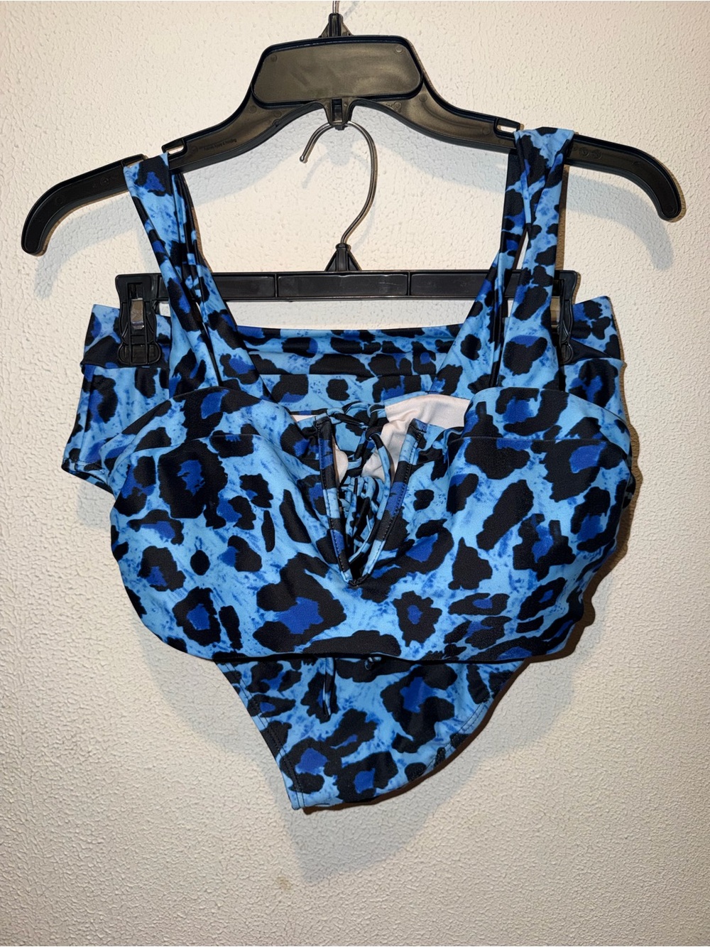 Dkny Blue and Black Leopard Print Bikini Top